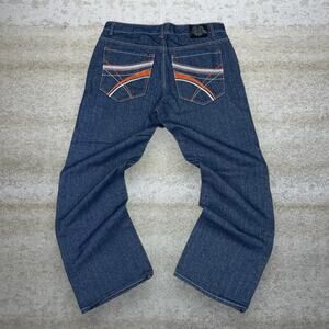 Vintage Y2K Chams Skater Jeans 38x32 Baggy Wide Leg Dark Wash Denim Rap Style